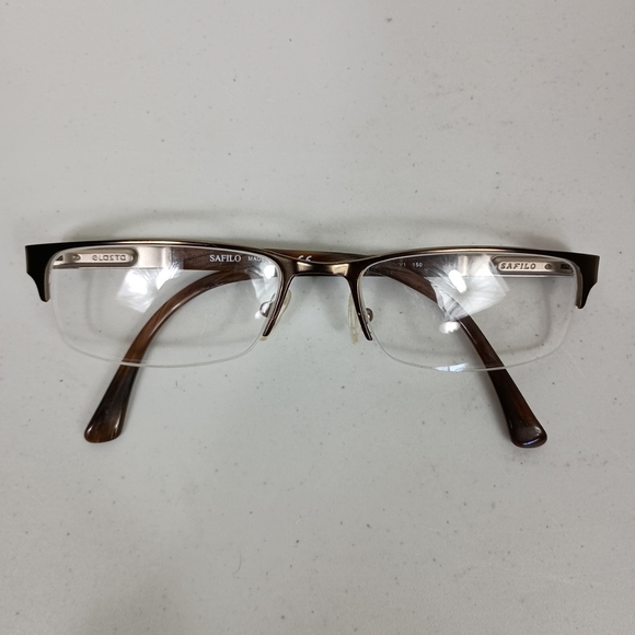 Safilo Elasta Mens Eyeglass Frames Brown Rectangular 7174 Italy